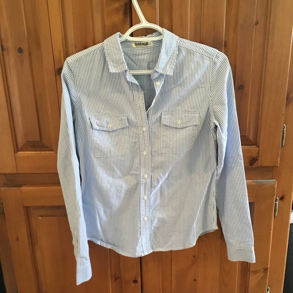 Garage Blue and White Button Down